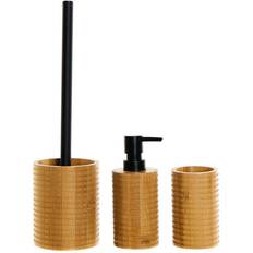 Dkd Home Decor Set de Baño Negro 7 x 7 x 16.5 cm Natural 3 Piezas