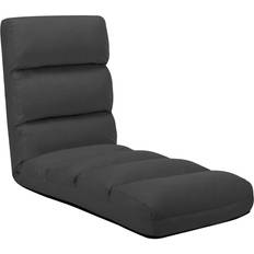 Textiles vidaXL Rogal Tumbona Suelo Plegable De Cuero Sintético Gris Antracita Cojín de silla Gris