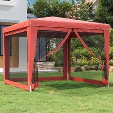 vidaXL Tenda Per Feste Con Pareti Laterali In Rete Rossa 3x3 m HDPE - Rosso