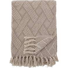 Viskose Tæpper Bloomingville Plaid "Ghina" m/ råhvidt Tæppe Naturfarvet, Hvid, Grå, Beige (160x130cm)