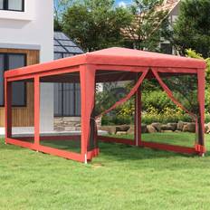 Giardino e Ambiente Esterno vidaXL Tenda Per Feste Con 6 Pareti Laterali In Rete Rossa 3x6 m HDPE - Rosso