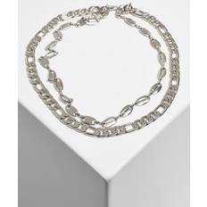 Unisex Schmuck Urban Classics unisex halsband Layering Basic Necklace, modesmycke kedja för män och kvinnor i eller silver, en e Zinklegering, colore: SILVER, cod. TB4194