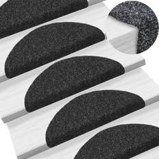 Pattern Yes/No Stair Carpets vidaXL Self-adhesive Stair Black