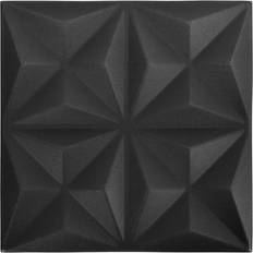 vidaXL 3D Wall Panels 24 pcs 50x50 cm Origami Black 6 mÂ²