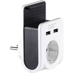 Opladervægstik 2 USB 1 Schuko