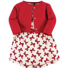 Touched By Nature Organic Cotton Dress and Cardigan Set, Bows, Unisex