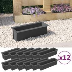 VidaXL Plast Plantekasser vidaXL Blomsterkasser til Euro-paller 12 Stk 36x13.5 x 9.5 cm PP Grå Plantekasse