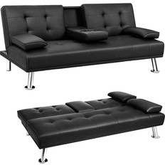 Leathers Furniture Flamaker Futon Black Sofa 66.1" 2 Seater