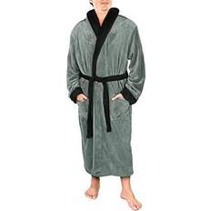 Polyester Robes NY Threads Luxurious Mens Shawl Collar Fleece Bathrobe