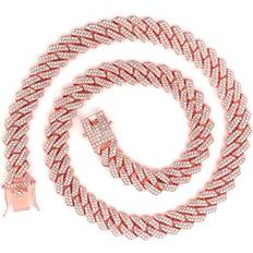 Chains - Rose Gold Necklaces Nkjegol Cuban Chain Necklaces - Rose Gold/Transparent