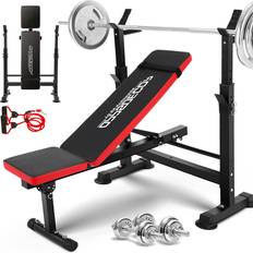 Deals SUGIFT Adjustable Weight Bench with 330 Lbs. Black/Red