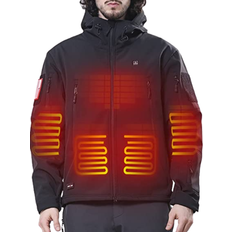 Battery Heated Jackets DEWBU Outdoor Soft Shell Electric Heating Coat - Black