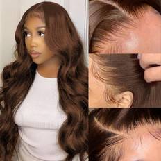 Sewzzuan 13x6 Glueless Human Hair Wig 30 inch Chocolate Brown