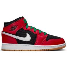 Nike Air Jordan 1 Mid SE GS - Black/White/Malachite/Fire Red