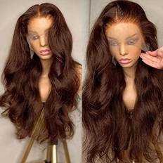 Human glueless wig Sewzzuan 13x6 Glueless Human Hair Wig 22 inch Brown