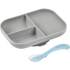 Baby Dinnerware Beaba Baby's Silicone Meal Set With Suction Cup - Grey