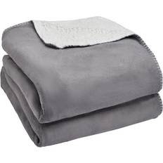 180.0 cm Blankets Brentfords Sherpa Flannel Fleece Blankets Grey (180x150cm)