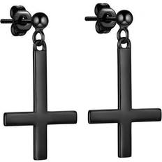 Etnox Ohrringe 'Black Cross' Edelstahl