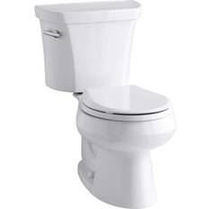 Toilets Kohler Wellworth Two-piece round-front 1.28 gpf toilet with tank cover locks