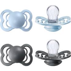 Bibs Supreme Silicone Pacifier 0-6 Months Size 1 2pk Iron/Baby Blue