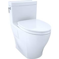 Toto Toilets Toto Aimes Wash Let with 1-piece 1.28 GPF Single Flush Elongated Toilet with CeFiONtect in Cotton White