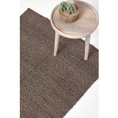 Jute Carpets Homescapes Hand Woven Geometric Jute Black