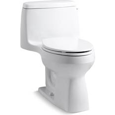 Toilets Kohler Santa Rosa Comfort Height 1-piece 1.28 GPF Single Flush Compact Elongated Toilet in White (Seat Included)