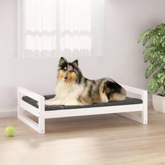 vidaXL Solid Pine Wood Dog Bed White Pet Sofa Dog Couch