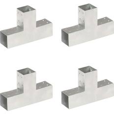 Argent Poteaux de clôture vidaXL Connecteurs de Poteau 4 pcs Forme en t Métal Galvanisé 71x71 mm