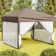 vidaXL taupe, 292 292 Folding Party Tent with Sidewalls Red 3x3 Gazebo Pavilion Marquee