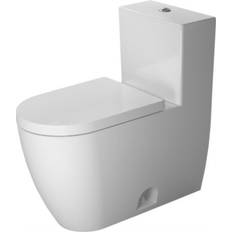 Toilets Duravit ME by Starck 2173012085 Floor Mount One Piece Single Flush Elongated Chaire Height Toilet with Top Flush Button and 1.28 GPF No Seat in White