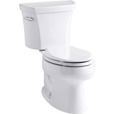 Toilets Kohler Wellworth Two-piece elongated 1.28 gpf toilet with tank cover locks