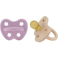 Hevea Pacifier 2-Pack Round Light Orchid & Sandy Nude 3-36 mo 3-36 mo