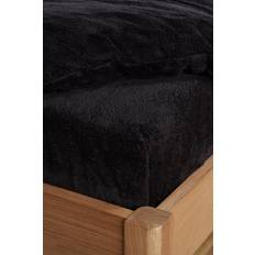 Textiles Brentfords Brentfords Teddy Fleece Fitted Bed Bed Sheet Black