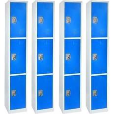 AdirOffice 629 Series 72 in. Triple-Compartment Tier Key Lock Steel Storage Locker