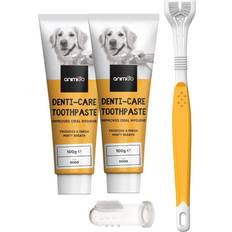 Animigo Chien Animaux de compagnie Animigo Denti Care Kit Set Of 4 Mint Toothpaste 2X100G, 1 Triple Head Dog