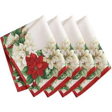 Elrene Red and White Poinsettias Napkin, Set of 4 Multi