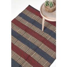 Homescapes Multicolour Striped Jute Rug Rot, Blau