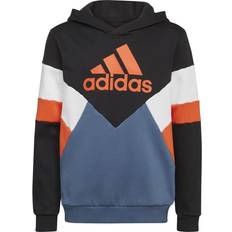 adidas Colorblock Fleece Hoodie - Black/Wonder Steel/Semi Impact Orange