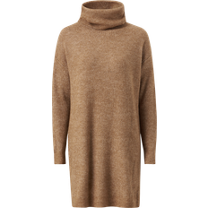 Vila L Pullover Vila Knit Turtleneck Tunic - Toasted Coconut