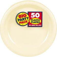 Beige Disposable Plates Amscan 7" Vanilla Creme Big Party Pack Round Plastic Plates 3/Pack 50 Per Pack