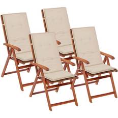Havestol høj ryg vidaXL hynder havestol 4 stk. cremefarvet Stolehynde Beige, Hvid (120x50cm)