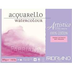 Fabriano Artistico 00303045 Watercolour Paper Block, Hot Pressed, 300 gsm, 30.5 x 45.5 cm, 12 x 18" 20 Sheets Extra White