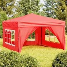 vidaXL Tenda Per Feste Pieghevole Con Pareti Laterali Rosso 3 x 3 m