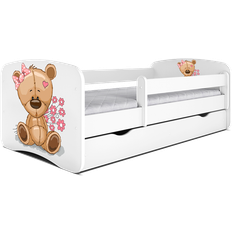 Kocot Kids Babydreams juniorseng med bamse blomster, sengehest skuffe laminat 140x70