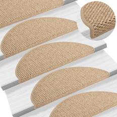 Stair Carpets vidaXL 15x Self-adhesive Stair Sisal-Look Sand Stairs Beige