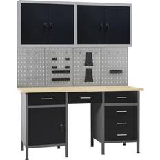 Work Benches vidaXL Workbench with Four Wall Panels and Two Cabinets