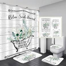 Farmhouse Shower Curtain Set 4pcs