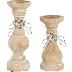 Dkd Home Decor Lyseholder Træ 9,5 Lysestage 2stk