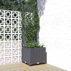 Grey Outdoor Planter Boxes vidaXL Garden Planter with Trellis Dark PP Raised Bed Flower